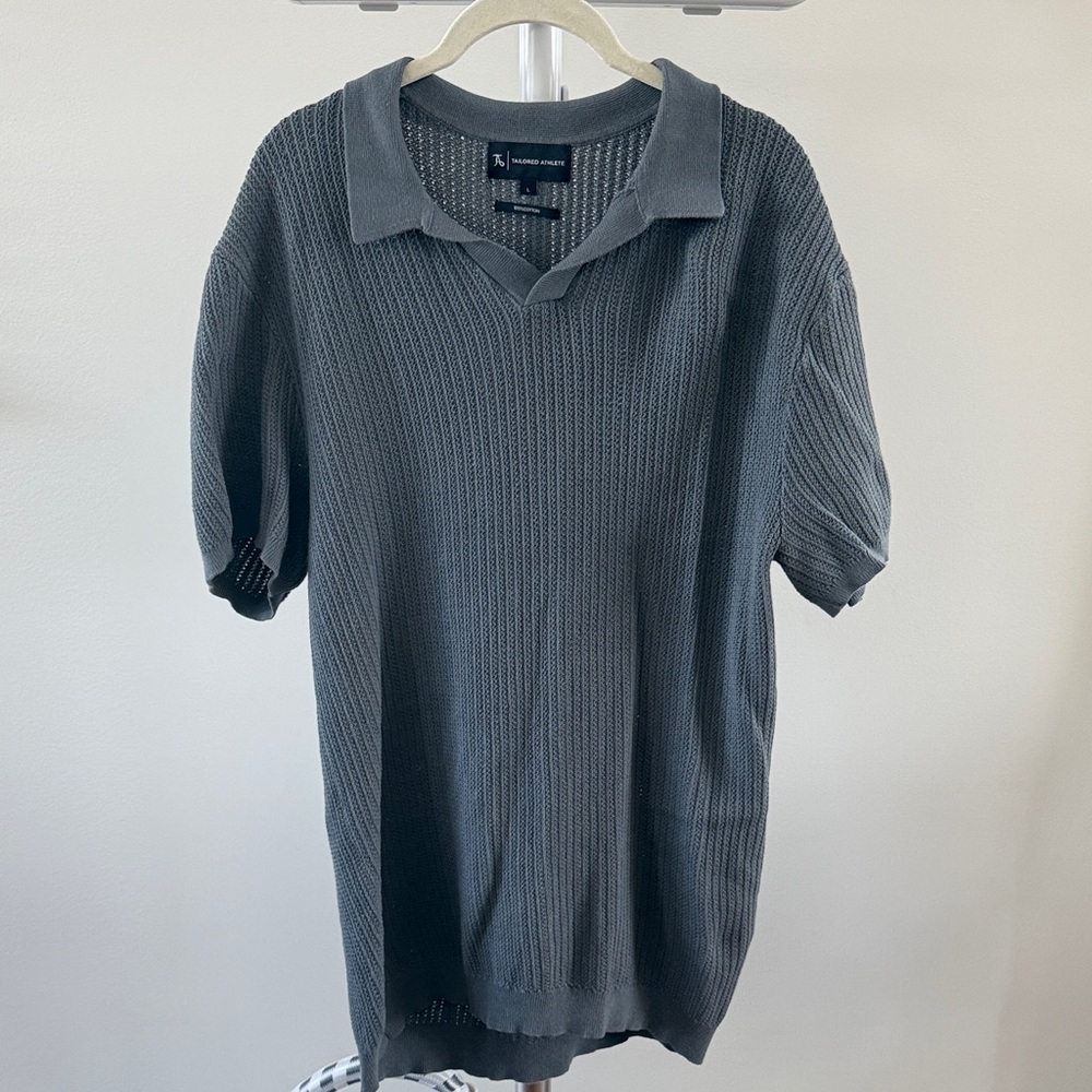 Men's Charcoal Knit Polo Shirt